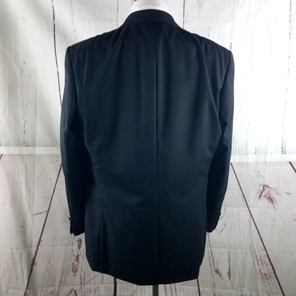 Chaps 46L Wool Blend 2 Metal Button Black Suit Blazer Sport Coat - Picture 7 of 10
